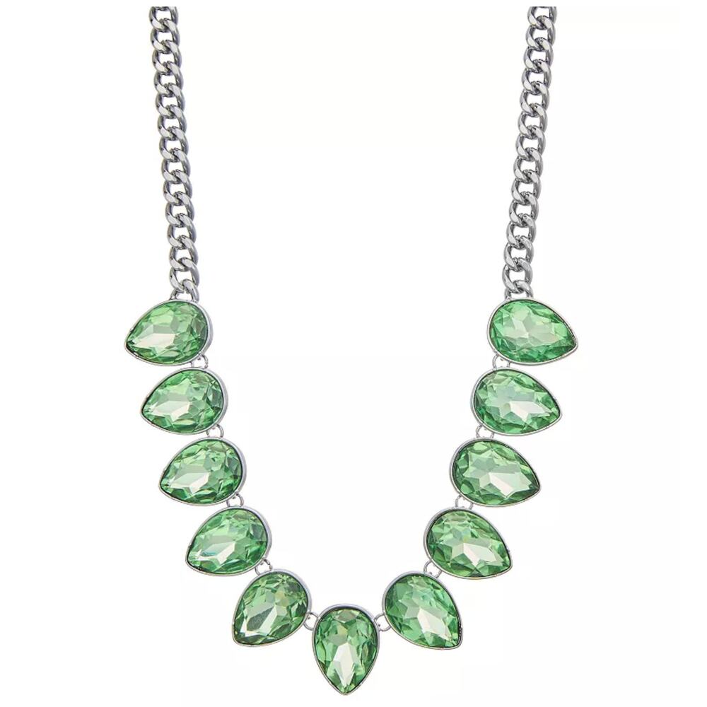 Simply Vera Vera Wang Silver Tone Green Simulated Crystal Statement Necklace